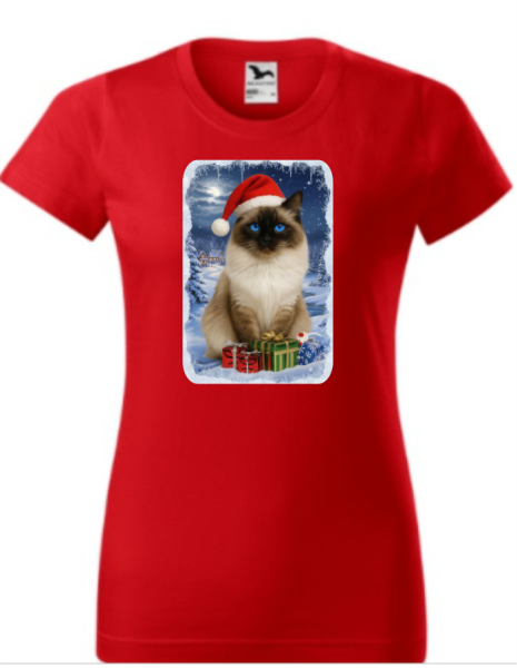 Vánoční tričko s kočkou Ragdoll dámské3